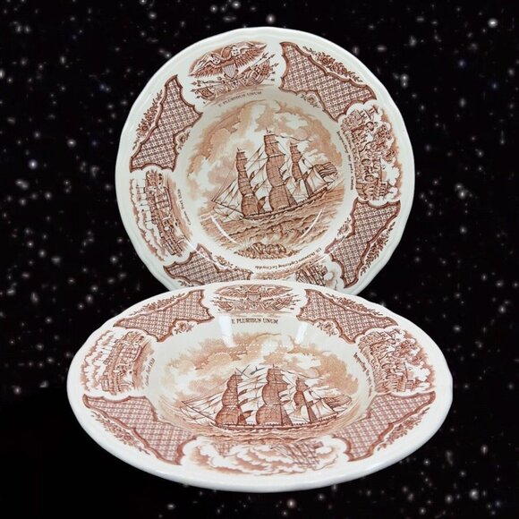 Fair Winds Alfred Meakin Staffordshire England Ceramic Bowl 2 pcs Set Grand Turk - Picture 3 of 12